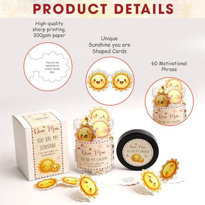 Birthday Gifts for Mom, Dear Mom You Are My Sunshine Jar, 60 Positive Notes - color: kat-K-You Are My Sunshine JAR