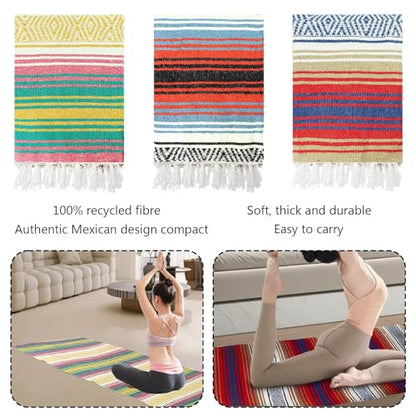 M-Aimee 3 Pcs Mexican Yoga Blanket Striped Falsa, 45x70