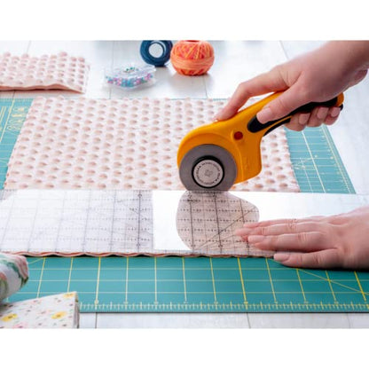 OLFA 60mm Ergonomic Squeeze-Handle Rotary Cutter (RTY-3/DX) - 12-Layer | 60mm endurance tungsten steel, squeeze trigger auto-retract - Heavy-duty fabric cutting - Quilters and Crafters