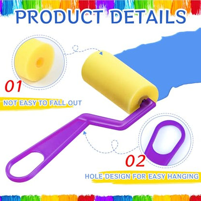 Tenceur 50 Pcs 3 Inch Foam Paint Rollers Painting Sponge Roller,Purple - color: Purple