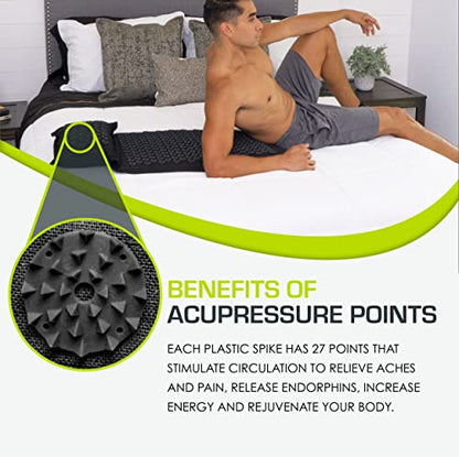 ProsourceFit Ki Acupressure Mat and Pillow Set with 100% Natural Linen for Back/Neck Pain Relief and Muscle Relaxation - color: Black Pearl