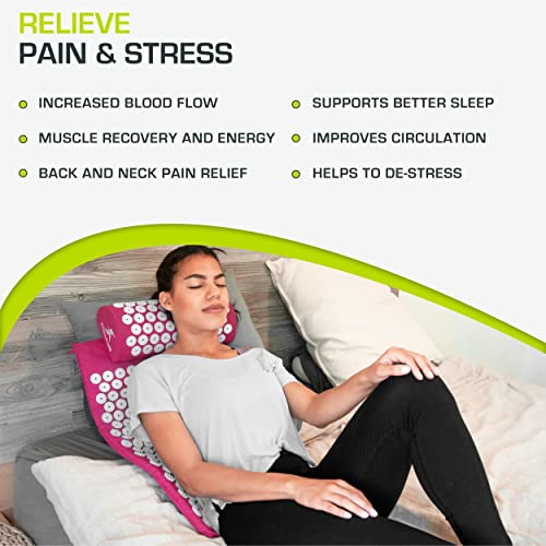 ProsourceFit Acupressure Mat and Pillow Set for Back/Neck Pain Relief and Muscle Relaxation, Pink - color: Large - Pink/White, size: Large