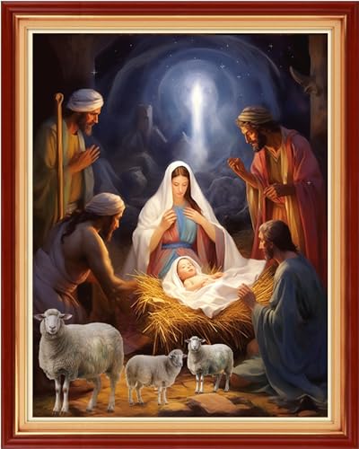 Artvxeay Cross Stitch Kits Stamped Full Range of Embroidery Kits for Beginners Adults 11CT Pattern Stitch Embroidery Kits Needlepoint Kits DIY - (Nativity 16x20 inch) - color: ColorArt14