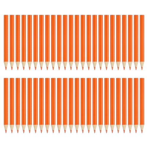 PATIKIL Orange Colored Pencils Set,48 Pcs Oil Color Pencils Wooden 3.5inch Coloring Drawing Half Pencils for Artists Art Painting - color: Orange