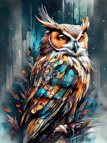 Rekxtmo Owl Diamond Art Kits for Adults, Owl 5D Diamond Painting Kits | Dimond Art Paintings Kit, Diamond Dot, Gem Painting Kit, Crafts for Adults, Crystal Art, Home Wall Decor Gifts (12x16inch) - color: QY042