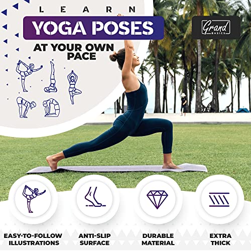 Instructional Yoga Mat with Carrying Strap: Cute Yoga Mat with 75 Illustrated Yoga Poses + 75 Easily-Followed Stretching Exercises - 1/4” Thick, Non-Toxic, Non-Slip Yoga Mats for Women and Men - color: Blue/Purple (68" x 24")