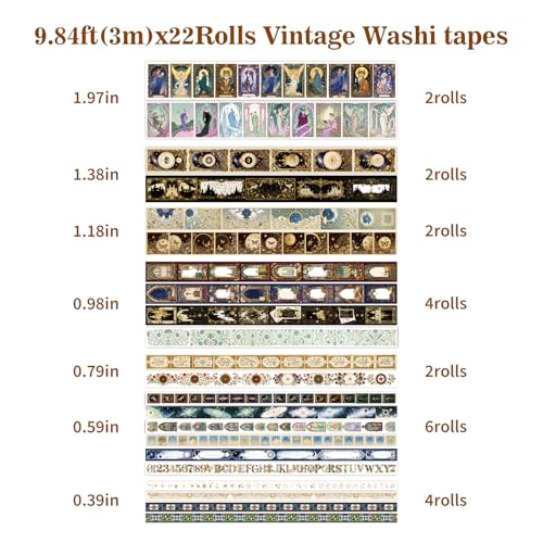 Magic Washi Tape Set 24 Rolls,Decorative Masking Tape for Junk Journal, Scrapbooking Supplies, DIY Crafting Supplies - style: Magic