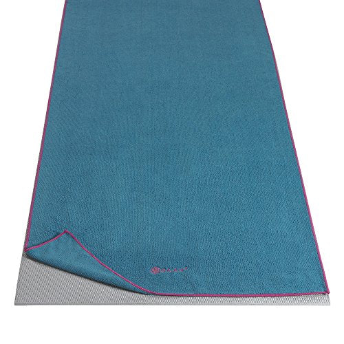 Gaiam Yoga Mat Towel, Vivid Blue/Fuchsia - color: Vivid Blue/Fuchsia