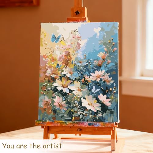 Muzagroo Paint by Numbers Oil Painting Kits for Adults DIY Flowers Oil Painting for Beginners Hand Crafts Kits with Brushes and Acrylic Paints 16x20 inches (Flowers) - color: Flowers
