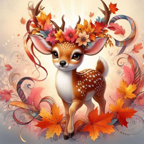 Reluohuo Deer Diamond Art Kit for Adult Full Drill Diamond Painting Kit | Diamond Art Kit for Beginner Round Full Drill Acrylic, DIY Art Craft for Wall Decor Holiday Gifts 12x12 Inch - color: Deer