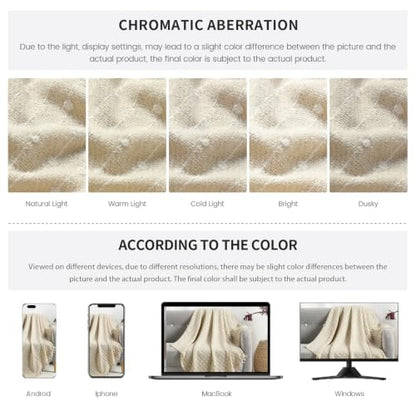 BOURINA Faux Cashmere Throw Blanket, Soft Sofa Blanket, Beige 50x60 inch - color: Beige