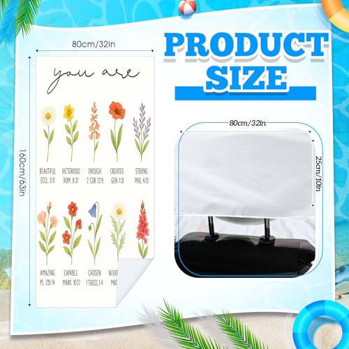 Hahafelt 2 Pack Car Seat Towel Cover with Storage Bag, Christian Floral | 63 x 32 in Car Towel Seat Cover Non Slip Waterproof, Gym Workout Swimming Running, Machine Washable Sweat Absorbent Protector - style: Christian Floral