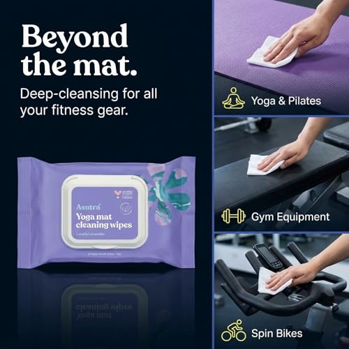 ASUTRA Yoga Mat Cleaning Wipes (Lovely Lavender), 1 (1 Pouch = 30 Wipes) - size: 1 Pouch (30 Wipes)