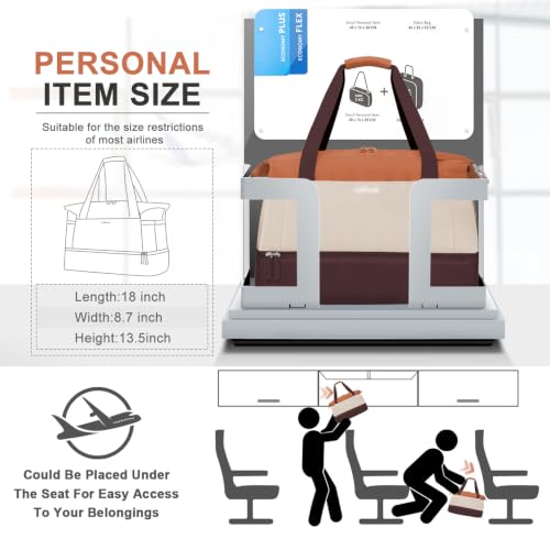 Gym Bag for Women, Personal Item Travel Bag with Shoes Compartment for Trip - color: Orange Khaki Brown, size: Medium