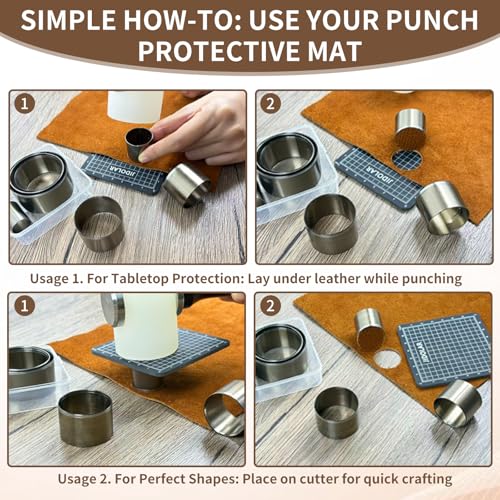 Leather Circle Cutter Tool Set, 11 Pieces Circle Punch Tools 10 12 15 20 25 30 35 40 45 50 55mm, High Carbon Steel Round Cutting Dies - Leather Hole Punch Tool Kit for DIY Leathercrafts - size: 11 Sizes