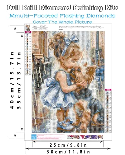 askkqtx Girl and Dog Diamond Art Kits for Adults 12x16 Inch | Cute Diamond Painting Kits for Beginners, DIY 5D Round Full Drill Crystal Rhinestone Dots Gem Art Craft Home Decor - color: G9567
