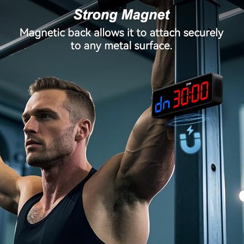 Acedeck Portable Gym Timer Clock: Fitness Digital Clock with Strong Magnet - color: Black