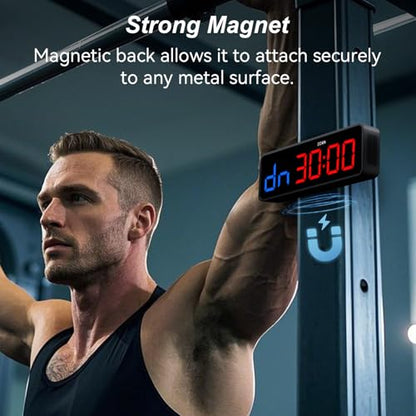 Acedeck Portable Gym Timer Clock: Fitness Digital Clock with Strong Magnet - color: Black