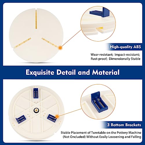 DYRABREST Portable Pottery Machine Turntable Clamp Pottery, Ceramic Pottery Trimming Turntable Tools Sculpting Clamp Repair Tools for Ceramic Beginners Professionals (White)