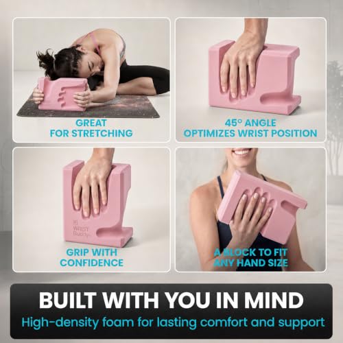 WRISTBuddy® Yoga Blocks 2 Pack, High Density Non-Slip, Hand-Shaped Design - color: Blush Pink