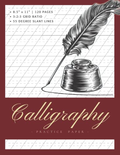 Calligraphy Practice Paper: Calligraphy Practice Paper Workbook for Lettering Artists & Beginners | Caligraphy Practice Paper/Workbook for Hand ... Gifts | Beautiful Red Cover 8.5”x11”