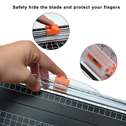 ArtAt 12-Inch Paper Cutter with Auto-Retractable Blade A4 Portable Trimmer | Inch/cm dual dcale precise measurement & cutting for cardstock, photos, crafts, gift cards, coupons, kraft labels
