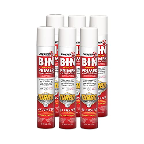 Zinsser B-I-N Shellac Primer-Sealer, White | 26oz primer-sealer, White. Blocks stains & seals surfaces with superior adhesion for interior/exterior wood, drywall & metal. - size: 26 Ounce (Pack of 6), style: Spray