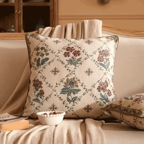patdrea Designer French Vintage Linen Throw Pillow Cover,18"x18"-Audrey A - color: Audrey a, size: 18" x 18" (Pack of 1)