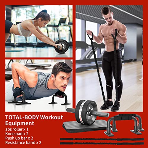 Ab Roller Wheel for Abs Workout with 2 Knee Pads for Home Gym - color: Black