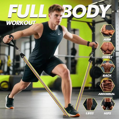 WHATAFIT Resistance Bands with Handles, 5-Level Exercise Bands for Workout - color: Navy Blue