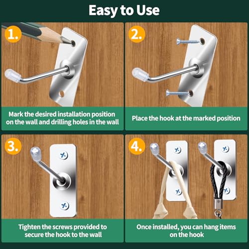 40 Pcs 2"/5CM Stainless Steel Wall Mounted Hooks with Protective Caps and Screws, Coat Bag Hat Utility Hook, Garage Tools Storage Organizer & Hanger for Office Kitchen Home Shop - size: 2" / 5cm
