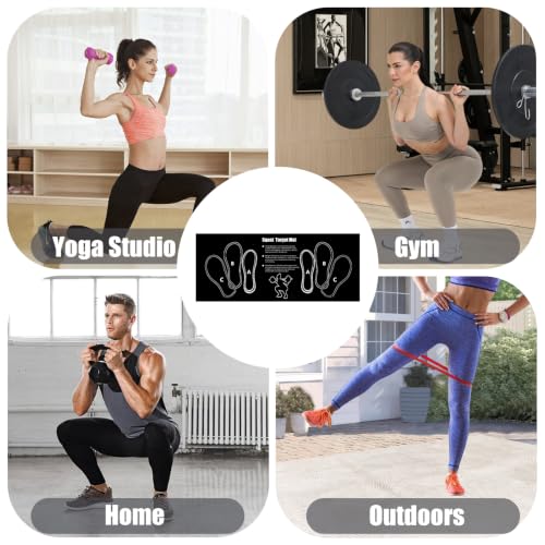 Squat Mat with Foot Position Guide, Anti-Slip Squat Target Mat for Home Gym, Leg, Glute and Ab Workouts, Lightweight Rollable Exercise Mat, 31.5" x 13.78" - color: black