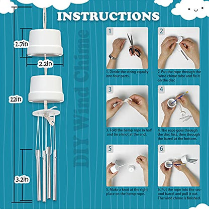 3-Pack DIY Wind Chime Kits- Arts and Crafts for Boys Girls Kids Ages 8-12 4-8 6-8 5-7 3-5, Construct & Paint Birthday Holiday for Kids