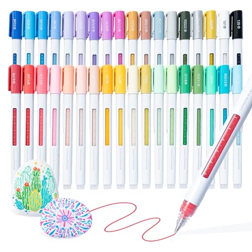 Ohuhu Acrylic Gel Pens 36 Colors 0.7MM Fine Tip Acrylic Paint Pens-Wai Momi | Rollerball Tip Colored Gel Pens High Opacity for Journal Black Paper Scrapbooking Note Taking Rock Glass Wood DIY Craft
