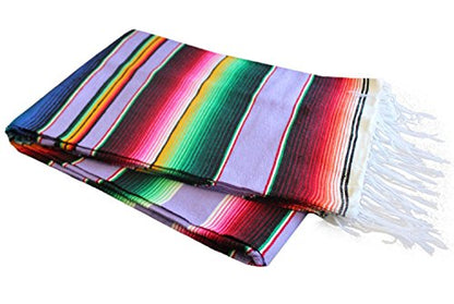 Del Mex Mexican Serape Blanket (X-Large, Lavender) - color: Lavender, size: X-Large