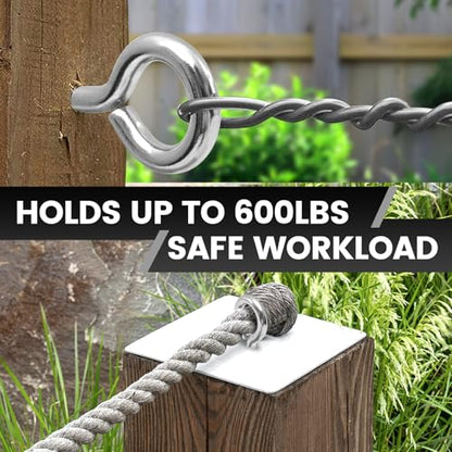 2Pcs Self Tapping Eyelet Screw Eye Bolt，4 Inch Heavy Duty Screw Eyes Hooks ，M8 Wooden Large Screw Eye Hook，Load Capacity 500 Lbs for Hammock ，Yoga，Heavy Indoor Outdoor Uses (2, M8-4 INCH) - size: M8-4 INCH
