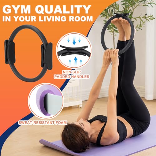 Tsikavo Pilates Ring, Pilates Ring Circle and Ball Set, 12 Inch Magic Circle Pilates Ring,9 Inch Small Exercise Ball,Resistance Bands Set, Home Pilates Equipment for Women - color: Black