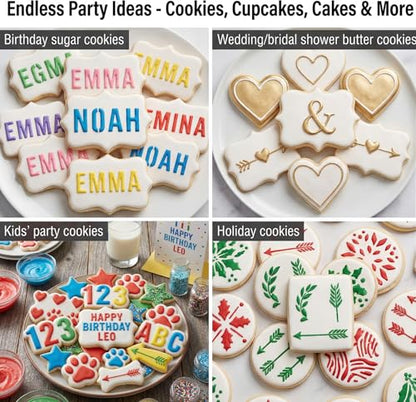 28PCS Alphabet Number Stencils for Baking, Reusable PET Letter Symbols Drawing Templates, DIY Decorating Stencils for Cookie, Wood, Canvas, Wall, Scrapbook, Journal, Gift Card (5.5x5.5Inch)