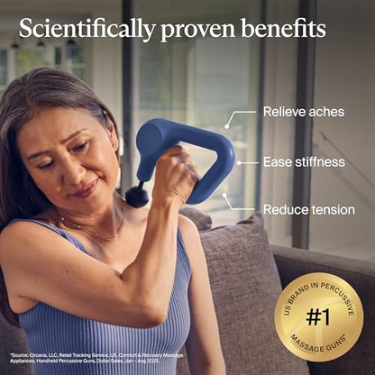 TheraGun Therabody Relief Massage Gun | for Daily Comfort | 3-Speed | Navy | Quiet Handheld Percussion Muscle Massager for Back, Leg & Shoulder Pain Relief. Lightweight, Easy to Use, Ergonomic Grip - color: Navy - 3 Attachments