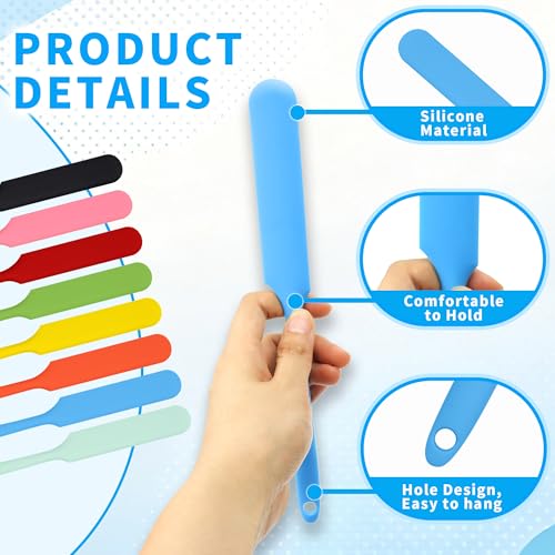 8 PCS Silicone Spatulas Stick, Reusable Epoxy Silicone Stir Sticks | Paint Stir Sticks for Mixing Resin Waxing Liquid Arts Facial Mask DIY (8 Colors)