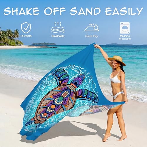 Aroveea Beach Blanket Waterproof Sandproof 78''X81''/10'X9' Oversized Mat - color: Turtle, size: 78''x81''