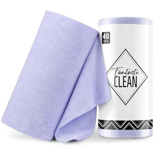 Fantasticlean Microfiber Cleaning Cloth Roll- 40 Sheets, 12"x12" (Lavender) - color: Lavender, size: 40 pack