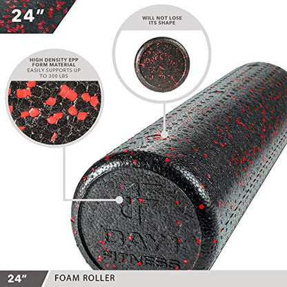 High-Density Foam Roller - color: Red Speckled, size: 24"