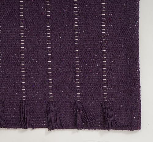 Indian Handmade 100% Organic Cotton Yoga Mat, Hand Woven Rug, Yoga Mat For Everyday Fitness at Home Comfortable Foldable Long Mat - color: Purple