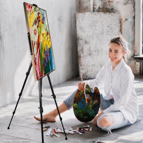 NS JYMB Easel Stand for Sign and Painting, 17-66 Inch Adjustable, Black | Portable metal tripod easel for display stand, canvas holder, floor, poster board, wedding signs and travel use - style: 66Black 1pack