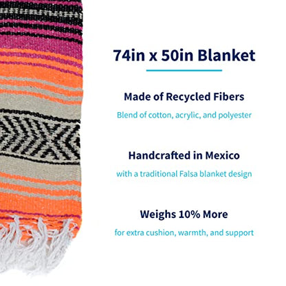 La Montana Bulk Falsa Mexican Blanket, 4 Pack, Hot Pink/Orange/Tan - color: Hot Pink/Orange/Tan