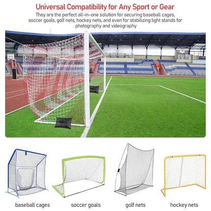 Sports Sandbags, 2-Pack Weighted Anchors for Baseball & Soccer | 2-pack heavy-duty sports sandbags, universal anchors baseball, soccer, golf, football & hockey nets, black, durable & secure