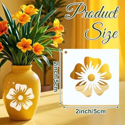 100 Pcs Small Stencils for Crafts, 2 Inch Reusable Cute Stencils for Painting on Wood DIY Craft for Drawing Templates Wall Home Decor Canvas Fabric (Flowers) - style: Flowers