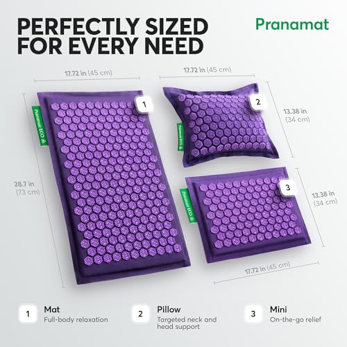 Pranamat Acupressure Large & Small Mat with Pillow Set, Premium Acupressure Therapy for Pain Relief and Relaxation, Handcrafted in Europe with Sustainable and Natural Materials (Lagoon) - color: Lagoon