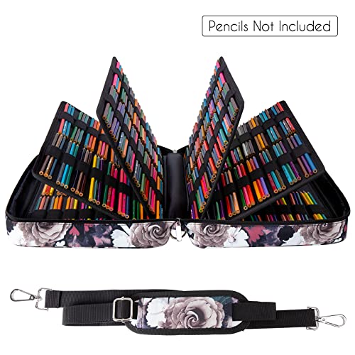 YOUSHARES Big Capacity Colored Pencil Case - 480 Slots large Pen Case Organizer with Multilayer Holder for Prismacolor Colored Pencils & Gel Pen (Grey Rose) - color: Grey